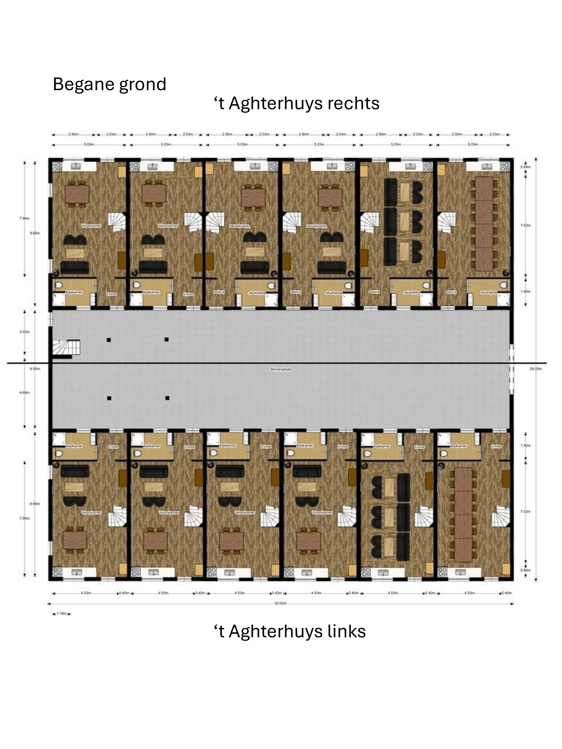 Aghterhuys begane grond plattegrond teken